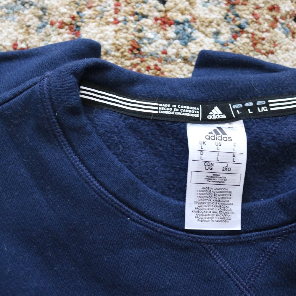 adidas Navy Blue Crewneck Sweatshirt with Flag Graphic - Picture 2 of 4